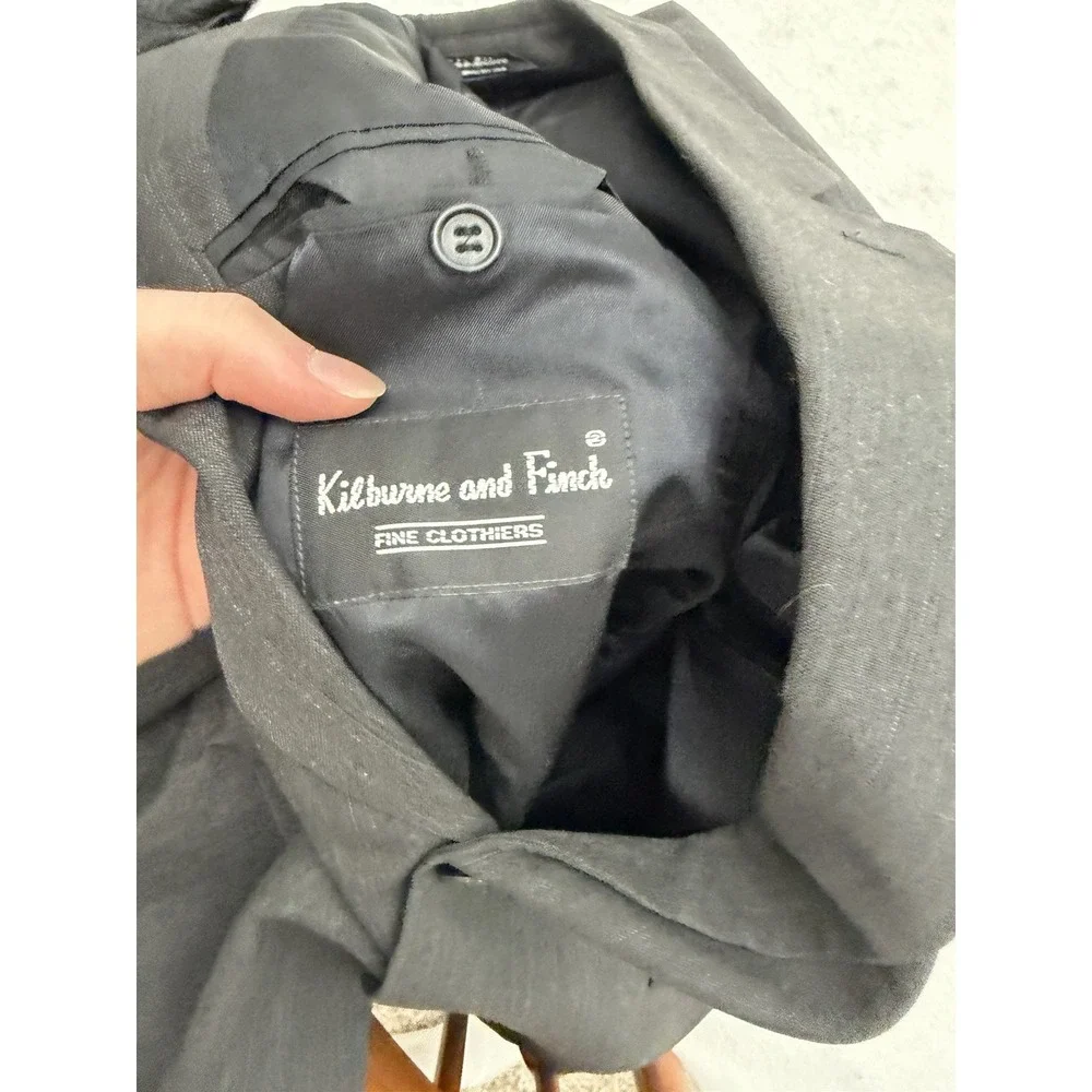 Kilburne Finch Suit Mens 43R Charcoal Gray‎ 2 Button Wool Blend Vintage 36x29